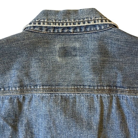 VTG Calvin Klein Long Sleeve Button Blue Denim Shirt Embroidered Hong Kong XL - Picture 10 of 13